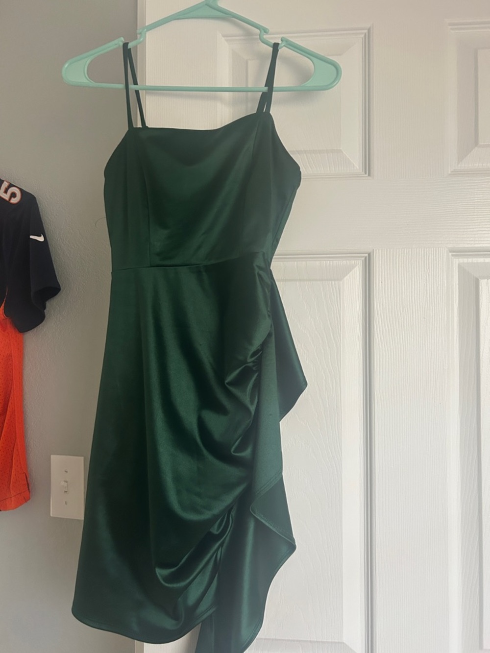 Honey and Rosie Deep Green Satin Mini Dress